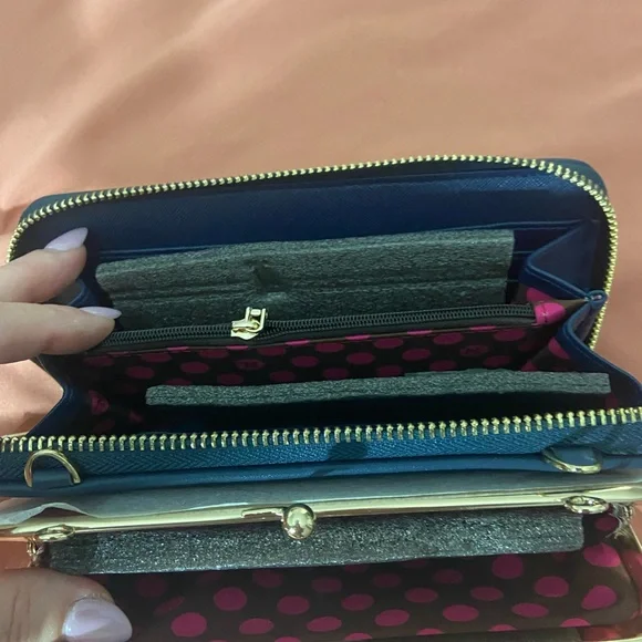 NWOT Nicole Lee Casual Walk Printed Kiss-lock Wallet & Card Holder-Pink and Blue - Picture 5 of 5